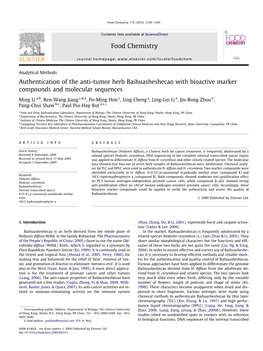 Authentication of the Anti-Tumor Herb Baihuasheshecao with Bioactive Marker Compounds and Molecular Sequences