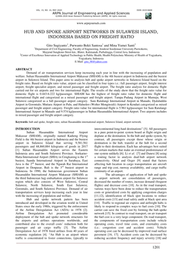 Hub and Spoke Airport Networks in Sulawesi Island, Indonesia Based on Freight Ratio