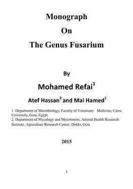 Monograph on the Genus Fusarium