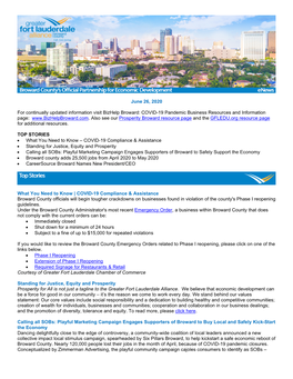 June 26, 2020 for Continually Updated Information Visit Bizhelp Broward