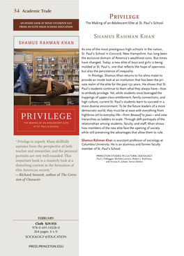 Privilege an INSIDE LOOK at WHAT STUDENTS GET the Making of an Adolescent Elite at St