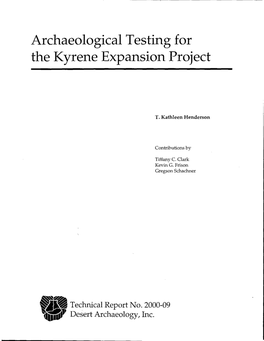 Archaeological Testing for the Kyrene Expansion Project, by T