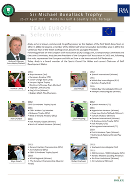 TEAM EUROPE Selections