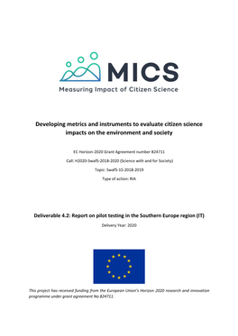 Developing Metrics and Instruments to Evaluate Citizen Science Impacts on the Environment and Society