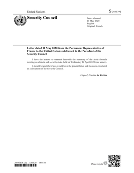 Security Council Distr.: General 13 May 2020 English Original: French