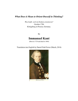 Immanuel Kant (Born in 1724 and Died in 1804)