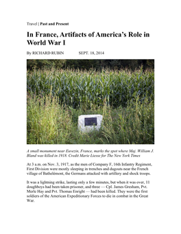 In France, Artifacts of America's Role in World War I