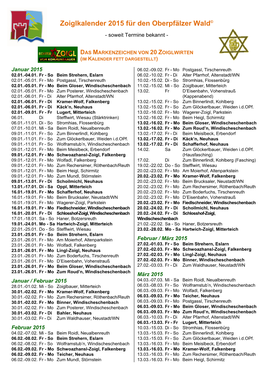 Zoiglkalender 2015 Für Den Oberpfälzer Wald©