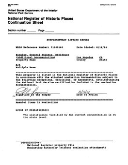 National Register of Historic Places Continuation Sheet