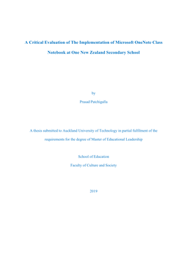 A Critical Evaluation of the Implementation of Microsoft Onenote Class