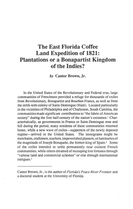 The East Florida Coffee Land Expedition of 1821: Plantations Or a Bonapartist Kingdom of the Indies?