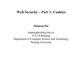 Web Security – Part 1: Cookies