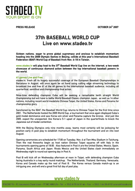 PRESS RELEASE OCTOBER 24 Ththth 2007