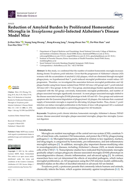 Reduction of Amyloid Burden by Proliferated Homeostatic Microglia in Toxoplasma Gondii-Infected Alzheimer’S Disease Model Mice