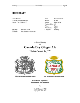 Canada Dry Ginger Ale “Drink Canada Dry” *
