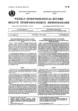 Weekly Epidemiological-Record Relevé Épidémiologique Hebdomadaire