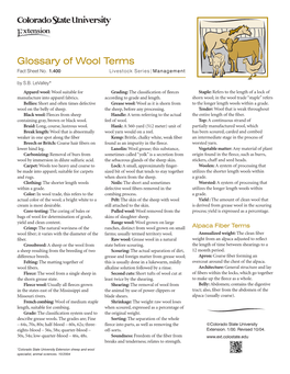 Glossary of Wool Terms Fact Sheet No