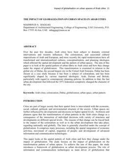 Impact of Globalisation on Urban Spaces of Arab Cities 35