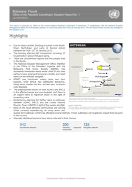 Botswana UNRC Situation Report No 1 Floods 1 Feb 2013.Pdf