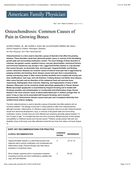 Osteochondrosis: Common Causes of Pain in Growing Bones - American Family Physician 2/3/15, 9:02 AM