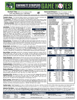 Gwinnett Stripers Game Notes