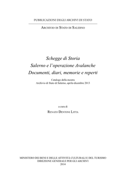 Schegge Di Storia Salerno E L'operazione Avalanche Documenti