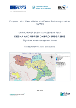 DESNA and UPPER DNIPRO SUBBASINS Significant Water Management Issues