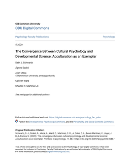 The Convergence Between Cultural Psychology and Developmental Science: Acculturation As an Exemplar