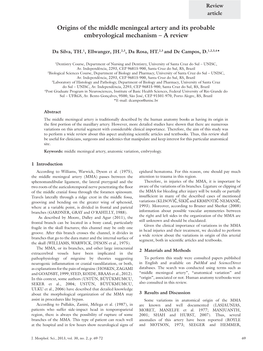 Origins of the Middle Meningeal Artery and Its Probable Embryological Mechanism – a Review