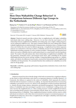 How Does Walkability Change Behavior? a Comparison Between Diﬀerent Age Groups in the Netherlands