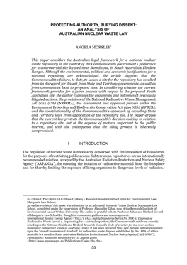 An Analysis of Australian Nuclear Waste Law Angela