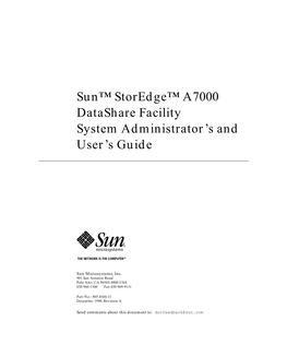 Sun Storedge A7000 Datashare Facility System Administrator's And