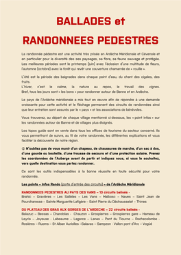 BALLADES Et RANDONNEES PEDESTRES