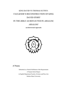 Faulkner's Reconstruction of King David Story in the Bible As Reflected In