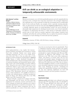 Krill Can Shrink As an Ecological Adaptation to Temporarily Unfavourable Environments