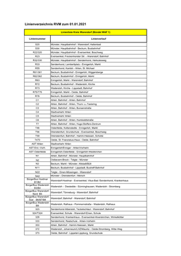 Linienverzeichnis RVM Zum 01.01.2021