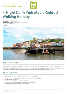 4-Night North York Moors Guided Walking Holiday