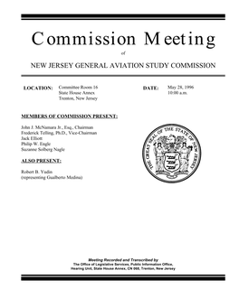 Commission Meeting of NEW JERSEY GENERAL AVIATION STUDY COMMISSION