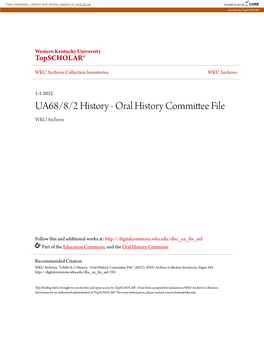 Oral History Committee File WKU Archives