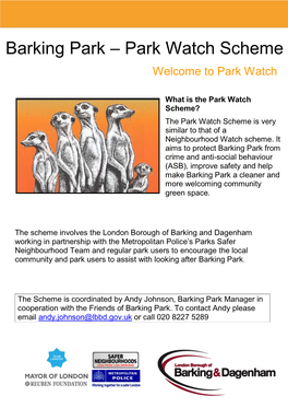 Barking Park – Park Watch Scheme Welcome to Park Watch