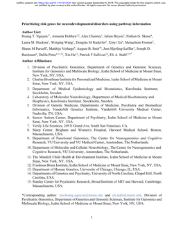 Prioritizing Risk Genes for Neurodevelopmental Disorders Using Pathway Information