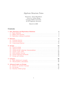 21-373 Algebraic Structure Notes