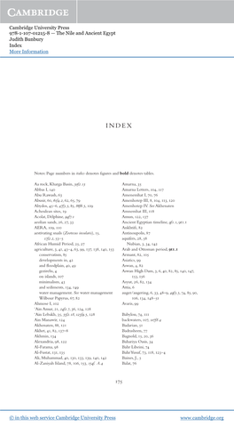 The Nile and Ancient Egypt Judith Bunbury Index More Information