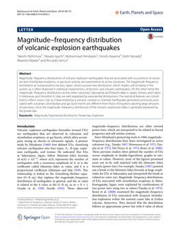 Magnitude–Frequency Distribution of Volcanic Explosion Earthquakes