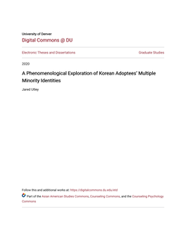 A Phenomenological Exploration of Korean Adoptees' Multiple Minority