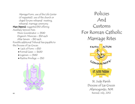 Policies and Customs for Roman Catholic Marriage Rites