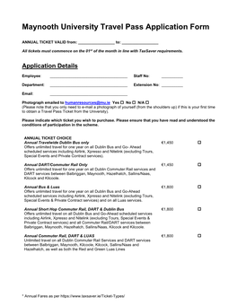 Travel Pass Scheme Application Form