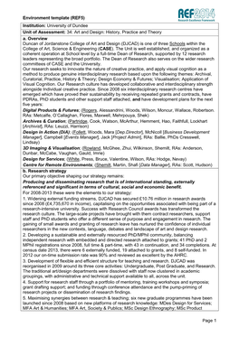 Environment Template (REF5) Institution: University of Dundee Unit of Assessment: 34: Art and Design: History, Practice and Theory A