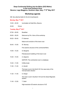 Workshop Agenda