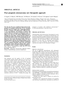 Poor Prognosis Osteosarcoma: New Therapeutic Approach